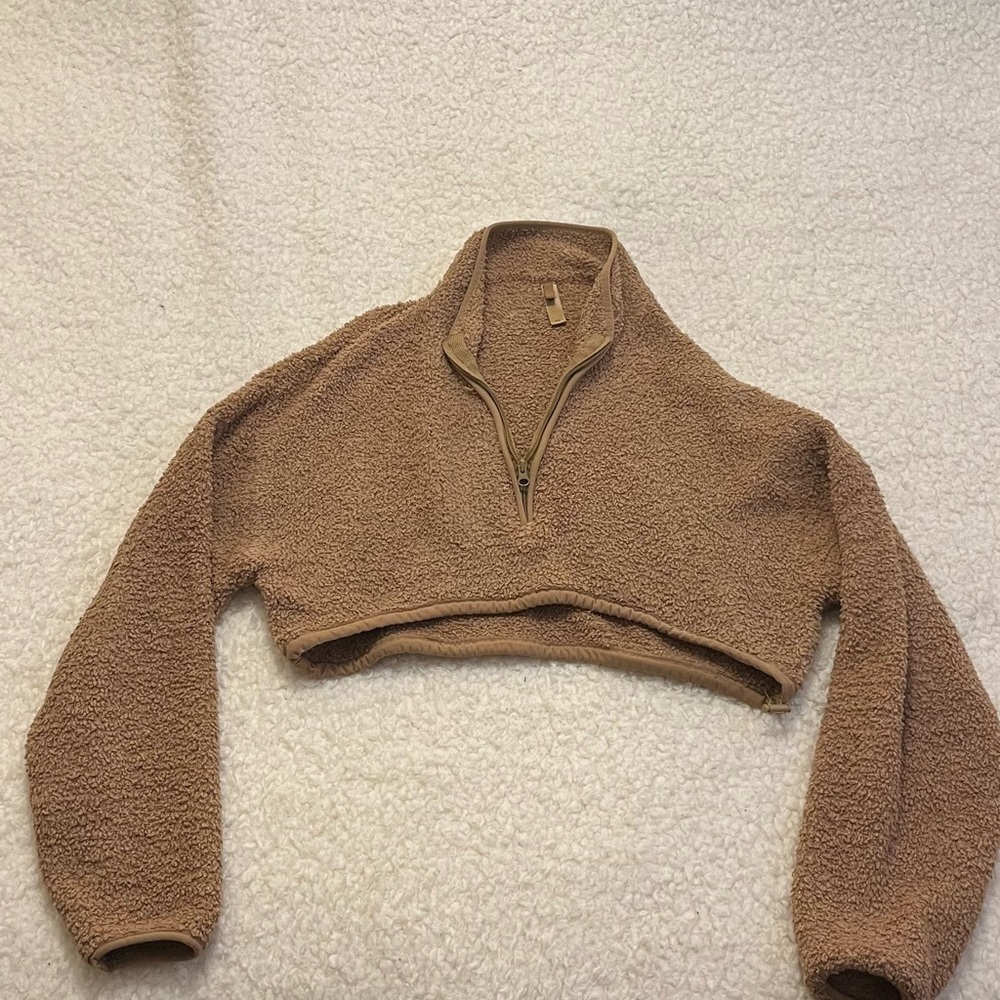 Skims Women's Tan Sherpa Cropped Jacket